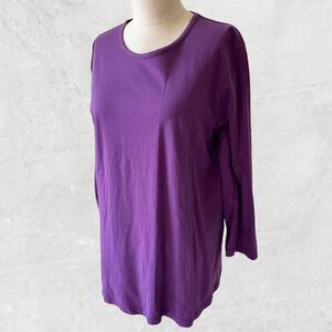 Orvis Purple Knit Shirt Women's Large Long Sleeve Round Neckline Cotton